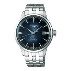 SEIKO "PRESAGE COCTAIL TIME" HPH ST-ST BLAUWE SUNBURST WPL ZIVERKLEURIGE INDEX - 1007230