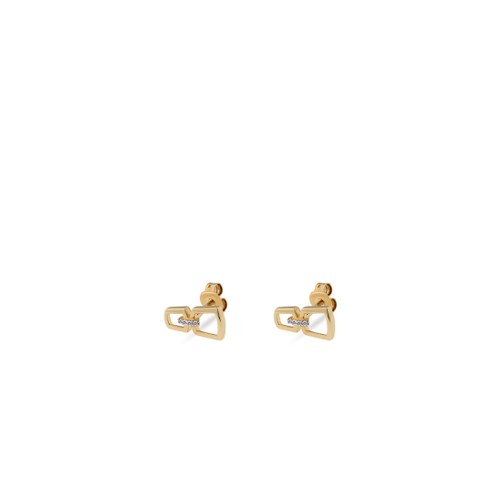 14k GG OORSTEKERS 12x6mm 8-4KANT MET ZIRC - 10067241