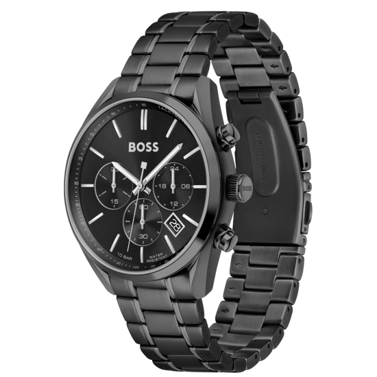 HUGO BOSS CHAMPION HPH ZWART-STAAL ZW.WPL CHRONO - 1006459