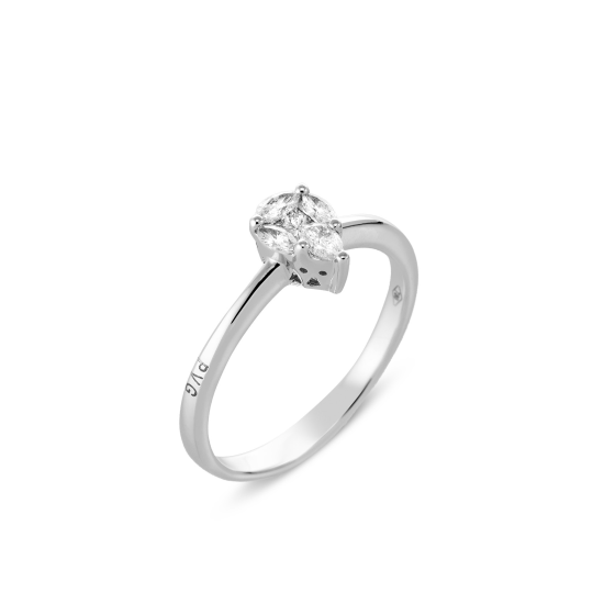 Ponte Vecchio 18k WG Ring Pear/Princess/Marquise Invisible ,31ct G-VS - 1006222