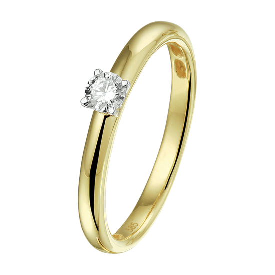 14k BICOL SOLITAIRRING 4P KLAUW DIAM.15ct - 1004546