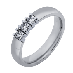 RENSINI 14k WG RIJRING 3 DIAM.09ct TW-VVS - 9447