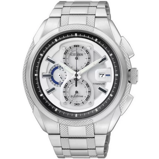 CITIZEN ECODRIVE HEREN HORLOGE SUPERTITANIUM CHRONO WITTE WIJZERPLAAT CA0200-54B - 9810