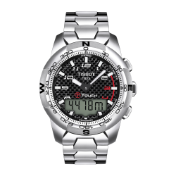 TISSOT T-TOUCH II POLISHED TITANIUM HPH CARBON DIAL - 9847