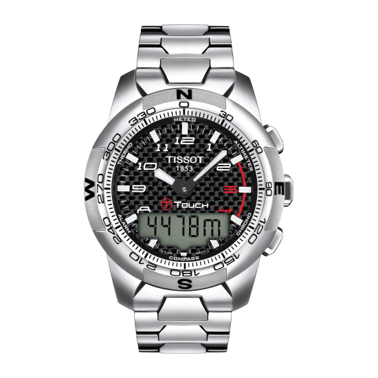 TISSOT T-TOUCH II POLISHED TITANIUM HPH CARBON DIAL - 9847