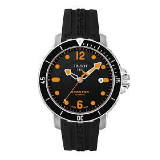 TISSOT SEASTAR AUTOMATIC HPH KAUT-ST ZW/ORANJE WPL. - 9855