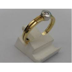 SPRING COLLECTION 14k BICOL. D.RING SOLITAIR GLADOMZETTING DIAM.02 W-P - 10938