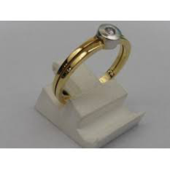 SPRING COLLECTION 14k BICOL. D.RING SOLITAIR GLADOMZETTING DIAM.02 W-P - 10938