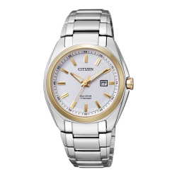 CITIZEN ECODRIVE BICOLOR SUPERTITANIUM DAMESHORLOGE WITTE WIJZERPLAAT EW2214-52A - 11420