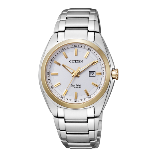 CITIZEN ECODRIVE BICOLOR SUPERTITANIUM DAMESHORLOGE WITTE WIJZERPLAAT EW2214-52A - 11420