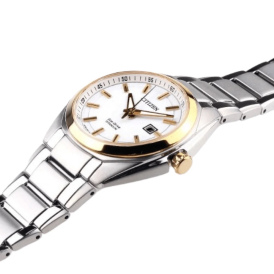 CITIZEN ECODRIVE BICOLOR SUPERTITANIUM DAMESHORLOGE WITTE WIJZERPLAAT EW2214-52A - 11420