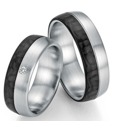 FISCHER TRAURINGE "FRENCH LOVE" CARBON+PALL950 DAMESRING DIAMANT ,011ct G-SI - 11904