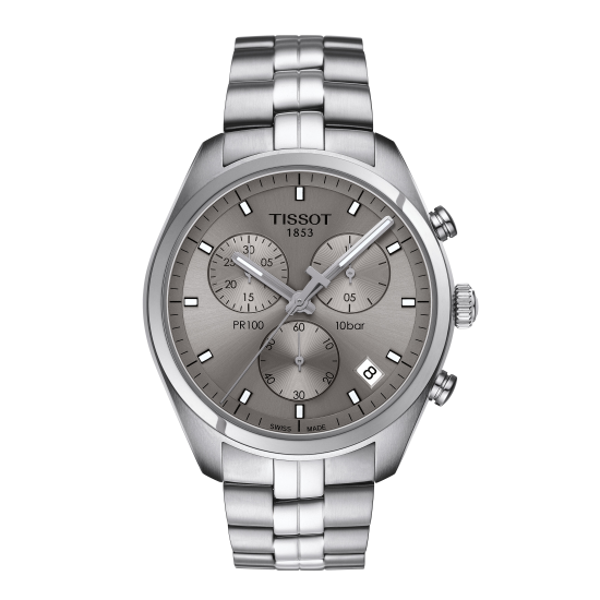 TISSOT PR100 CHRONO HPH ST-ST RHODIUM.WPL. - 13599