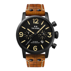 TW STEEL "MAVERICK CHRONO" ZWART STAAL ZWARTE WIJZERPLAAT MS34 - 14860