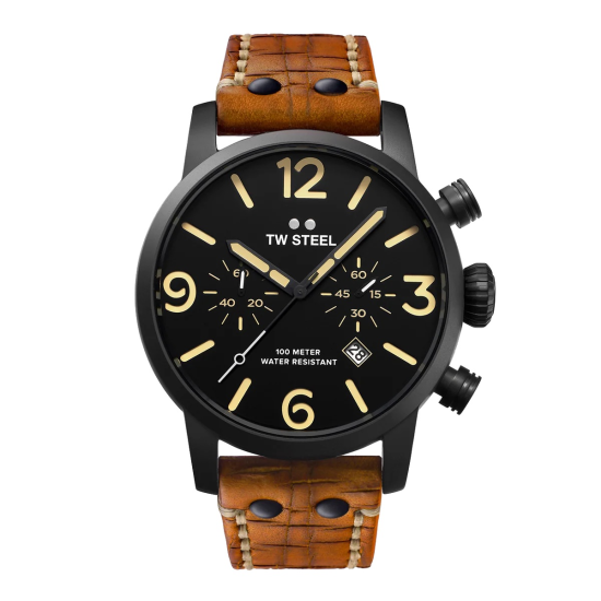 TW STEEL "MAVERICK CHRONO" ZWART STAAL ZWARTE WIJZERPLAAT MS34 - 14860