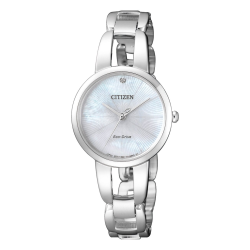 CITIZEN ECODRIVE ELEGANCE STALEN DAMESHORLOGE MET BLAUW PARELMOER WIJZERPLAAT EM0430-85N - 14996