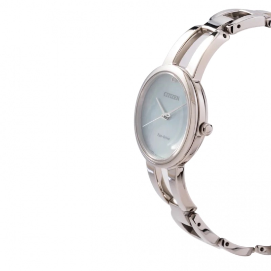 CITIZEN ECODRIVE ELEGANCE STALEN DAMESHORLOGE MET BLAUW PARELMOER WIJZERPLAAT EM0430-85N - 14996