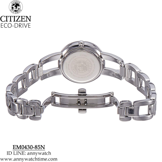 CITIZEN ECODRIVE ELEGANCE STALEN DAMESHORLOGE MET BLAUW PARELMOER WIJZERPLAAT EM0430-85N - 14996
