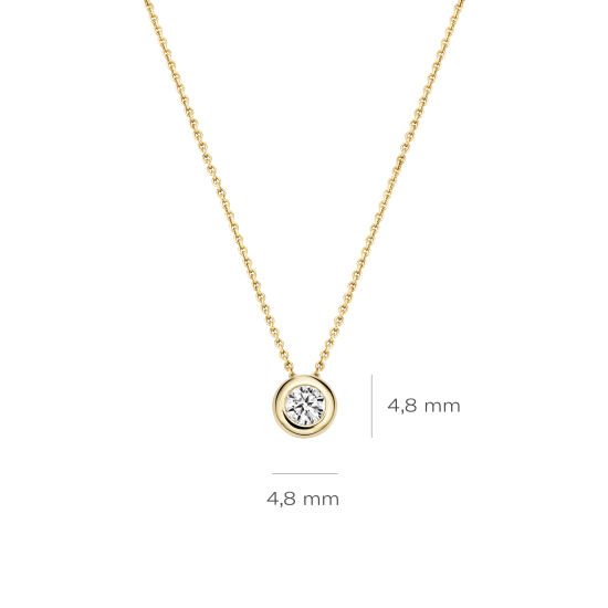 BLUSH 14K GG COLLIER MET SOLITAIR HANGER ZIRCONIA GLADOMZETTING 42cm - 1004923