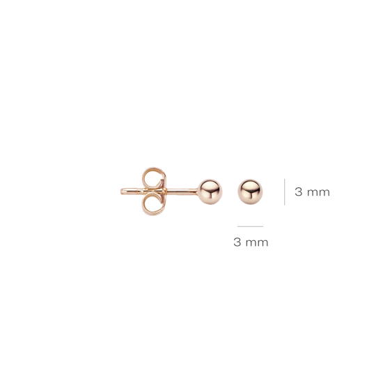 BLUSH 14K RG OORKNOPPEN 3MM - 1004945