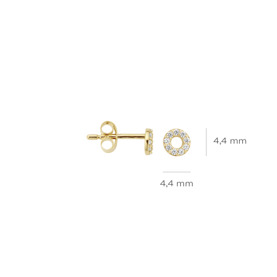 BLUSH 14K GG OORKNOPPEN, 4,4MM CIRKEL MET ZIRKONIA - 1005124