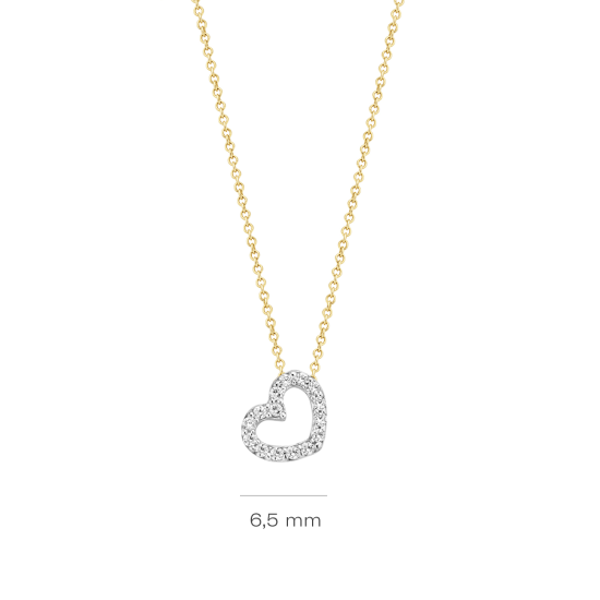 BLUSH 14K GG COLLIER 42CM MET HARTJESHANGER ZIRKONIA - 1005446