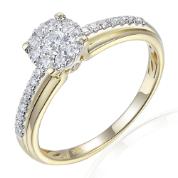 14k GG ROZETRING MET BEZETTE SCHOUDERS 36 DIAM.34 1xDIAM,13ct H-SI - 1005658