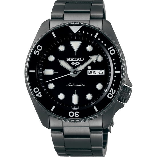 SEIKO 5 SPORT BLACK STEEL DAY-DATE AUTOMATIC DIVER ZWARTE WPL. SRPD65K1 - 1005722