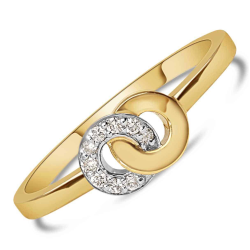 14k GG RING RONDJES MET 9 DIAM.05ct H-SI - 1005847
