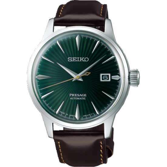 SEIKO PRESAGE HPH ST-LR GROENE SUNBURST WPL ZIVERKLEURIGE INDEX - 1004905