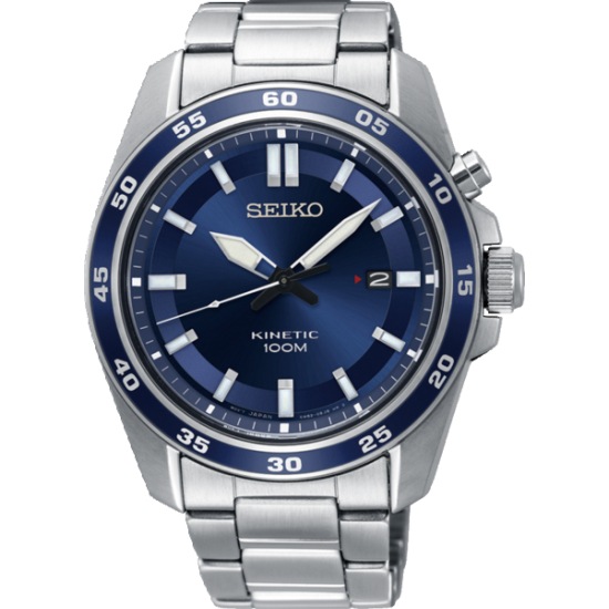 SEIKO KINETIC HERENHORLOGE  STAAL BLAUWE WIJZERPLAAT SKA783P1 - 1004907