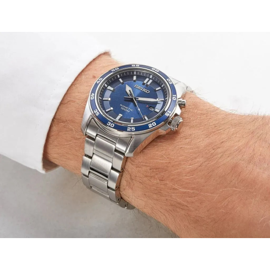 SEIKO KINETIC HERENHORLOGE  STAAL BLAUWE WIJZERPLAAT SKA783P1 - 1004907