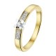 14k BICOLOR RING 4p KLAUW+SCHOUDERS 7 DIAM.08ct H-Si - 1007243