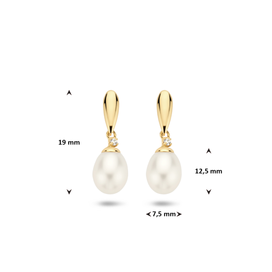 14k GG OORSTEKERS MET NATUURLIJKE WITTE DRUPPELVORMIGE ZOETWATERPARELS - 1007561