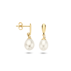 14k GG OORSTEKERS MET NATUURLIJKE WITTE DRUPPELVORMIGE ZOETWATERPARELS - 1007561