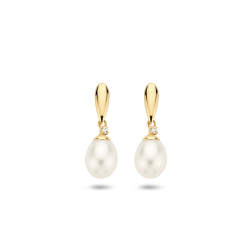 14k GG OORSTEKERS MET NATUURLIJKE WITTE DRUPPELVORMIGE ZOETWATERPARELS - 1007561