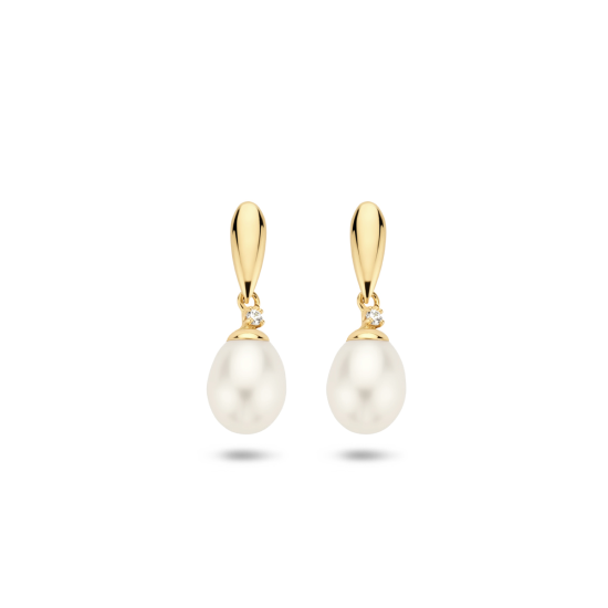 14k GG OORSTEKERS MET NATUURLIJKE WITTE DRUPPELVORMIGE ZOETWATERPARELS - 1007561