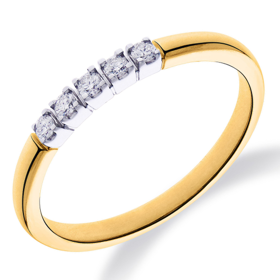 14k BICOLOR RIJRING 5 DIAM .10ct H-Si - 1006762
