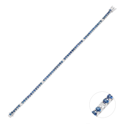 PONTE VECCHIO 18k WG TENNIS ARMB 61xBL.SAFFIER 5.05ct 5xDIAMANT .30ct G-VS 18cm 2,6mm - 1006896