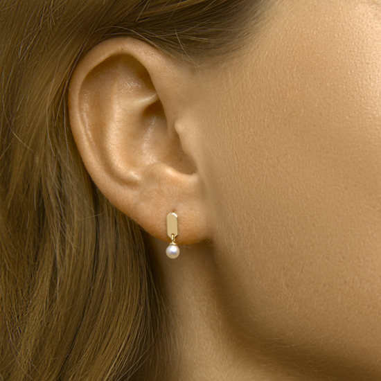 14k GG STAAFJES OORSTEKERS MET ZWP 3.5mm - 1007100