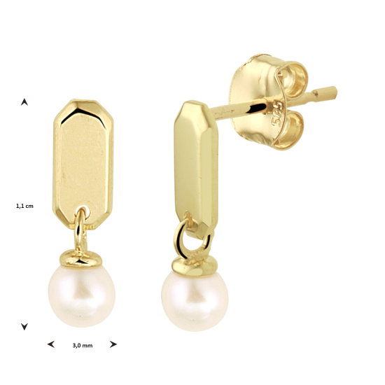 14k GG STAAFJES OORSTEKERS MET ZWP 3.5mm - 1007100