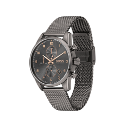 HUGO BOSS "SKYMASTER" HPH ANTRACIET STAAL MILANESE BAND CHRONOGRAAF - 1007150