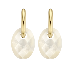 BLUSH CREOOLHANGER OVAAL GEFACETTEERD WIT PARELMOER 20x15mm - 1007545