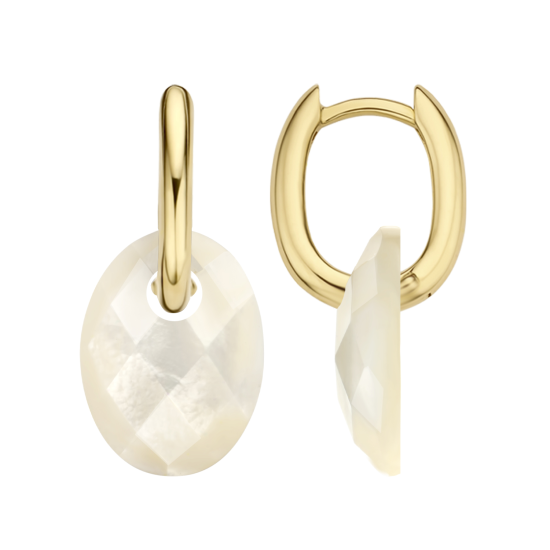 BLUSH CREOOLHANGER OVAAL GEFACETTEERD WIT PARELMOER 20x15mm - 1007545