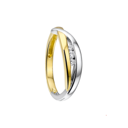 14K BICOLOR SLAGRING 3x ZIRCONIA - 1007133