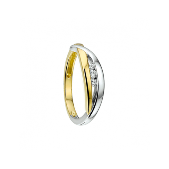 14K BICOLOR SLAGRING 3x ZIRCONIA - 1007133