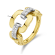 14k BICOL "SCHAKEL"RING 3x 4KANT  DIAM.11ct H-SI - 10067186