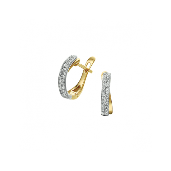 14k BICOLOR KLAPCREOLEN GEKRUIST PAVÉ DIAM.18ct H-SI - 1007415