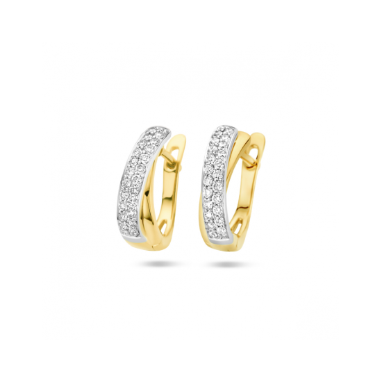 14k BICOLOR KLAPCREOLEN GEKRUIST PAVÉ DIAM.18ct H-SI - 1007415