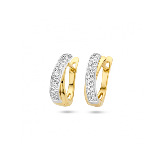 14k BICOLOR KLAPCREOLEN 15,5x4mm 48 DIAM.33ct H-SI - 1005839